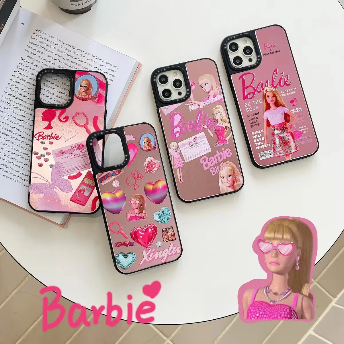 Laser Mirror Pink Barbie TPU cell phone cover for iPhone 14plus