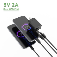 Chargeur mural à double port USB interchangeable 5V 2A avec adaptateur d'alimentation à commutation