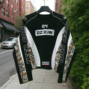 QIANSHI <span class=keywords><strong>T</strong></span>-<span class=keywords><strong>Shirt</strong></span> da <span class=keywords><strong>Uomo</strong></span> Personalizzata a Maniche Lunghe Oversize Mimetica Real Tree in Cotone Pesante con Patchwork Ricamato - Product Image 3