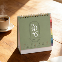 Agenda hebdomadaire/mensuel/quotidien Rileys 2026 à spirale avec onglets, objectifs et jours fériés (Papier vert 20x15cm)
