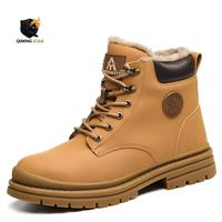 Bottes de travail montantes pour hommes en cuir microfibre, chaudes, épaissies, antidérapantes, polyvalentes et tendance, Hiver 2026