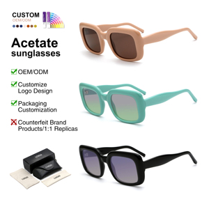 Lunettes de soleil tendance en acétate bio, monture carrée épaisse, verres <span class=keywords><strong>TAC</strong></span> UV400, style rétro audacieux, personnalisables OEM/ODM avec logo - Product Image 2