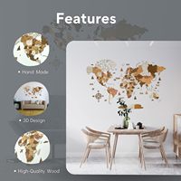 Mapa del Mundo de Madera en 3D de Varias Capas, Grabado Personalizable, Arte Folclórico, Decoración para Colgar en la Pared, Regalo para el Hogar y la Oficina