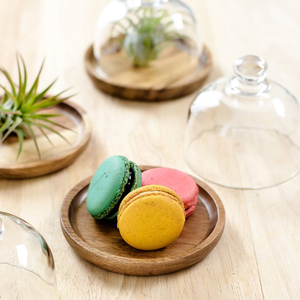 Mini soporte de exhibición de madera para postres, bandeja de vidrio redondo para pastel - Product Image 6
