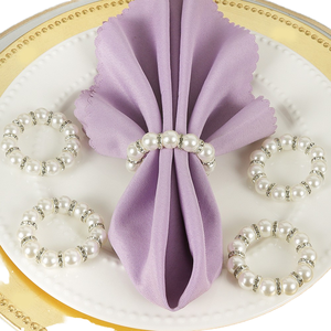 Anillo de Servilleta de Lujo Ligero, Pequeño, de Plástico y Metal con Cuentas de Perlas, Diseño Creativo, para Hotel, Boda, Fiesta, Restaurante Occidental - Product Image 1