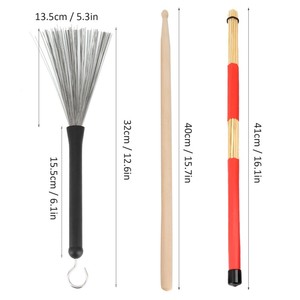 Kit de <span class=keywords><strong>baquetas</strong></span> negro M02763 con amortiguador de cepillo Rute, accesorios para tocar instrumentos musicales, viene con bolsa - Product Image 4