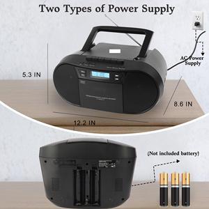 Reproductor de CD Portátil Personalizado con Grabador de Casetes, Control Remoto, Radio FM y Reproductor de Audio BT - Product Image 2
