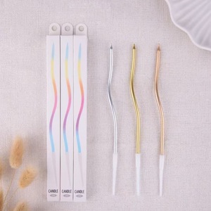 Curved Birthday Cake Decorating <b>Candle</b> Gold Plated Spiral Curve Single <b>Wick</b> Paraffin Material For Birthdays - Product Image 1