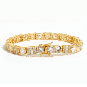 6.5mm Prong Set Moissanite Tennis <b>Bracelets</b> 925 Silver 18K Real Gold Electroplated Hip Hop Iced Out Custom Wholesaler ODM B2B - Product Image 1