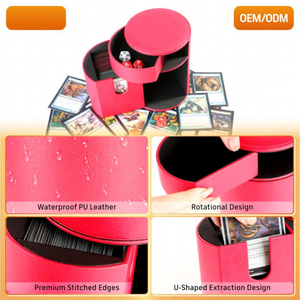 กล่องเก็บการ์ดแบบพกพาทรงกลม ทำจากหนัง PU สีแดง FX สำหรับเกมกระดาน - Product Image 2