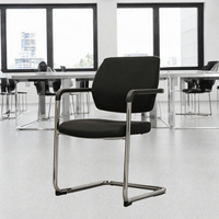Chaises de bureau contemporaines ergonomiques personnalisées avec accoudoirs fixes, structure métallique, pieds coulissants en forme d'arc et pieds en plastique