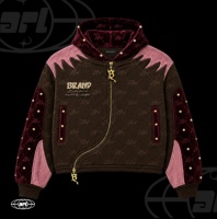 Blouson à capuche matelassé personnalisé avec fermeture éclair, décorations rivets, broderie asymétrique, coupe courte, style urbain, pour homme, éco-responsable, ODM
