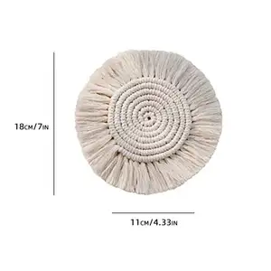 Cotton Braid Tassel Coaster Handmade Macrame Cup Cushion Bohemia Style Non-slip Meal Mat Cotton Rope Insulation Mat