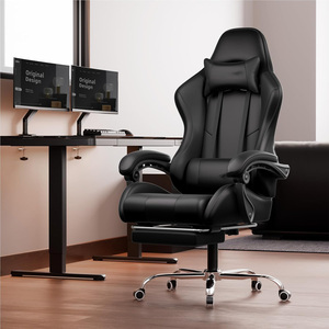 Chaise de jeu de massage noire la plus confortable et relaxante, entièrement en cuir, avec siège pivotant à 360 degrés, réglable en hauteur pour le bureau - Product Image 4