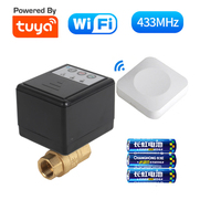 Détecteur de fuite d'eau sans fil Tuya WIFI à piles avec vanne motorisée en laiton DN20 de 3/4 pouces à arrêt automatique et capteur de fuite d'eau WIFI