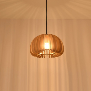 Lámpara colgante minimalista de madera, redonda, E27, iluminación LED para decoración del hogar, para dormitorio, sala de estar, restaurante, hotel - Product Image 1