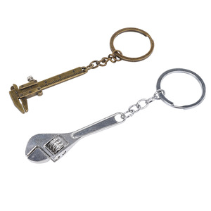 Mini calibre à vernier porte-clés en argent et bronze, clé à molette réglable, outil de mesure en métal, pendentif ornemental, cadeau - Product Image 1