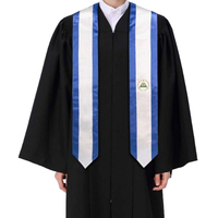 Écharpe de graduation en satin de longueur standard, drapeau national du Nicaragua, écharpe de graduation