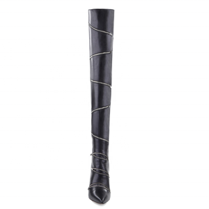 Fashion Zipper Design Winter Boots Outdoor Warm Plush Daily <b>Shoes</b> Over the Knee Boots Black High Heel Women Pumps Big Size 46 - Product Image 5