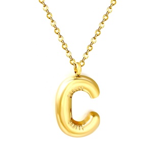 Collar con Nombre Personalizado, Joyería de Acero Inoxidable 316, Chapado en Oro, Resistente al Agua, Letra Inicial en Forma de Burbuja - Product Image 4