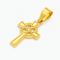 Colgante de Cruz Celta Cristiana en Oro Pulido de 14K, Joyería Fina Religiosa, Uso Diario Unisex para Mujeres, Hombres y Niñas