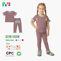 Pyjamas pour filles personnalisés Puresun, ensembles de vêtements de nuit à volants, imprimé rayé d'été, tenues d'équipe de football pour enfants, appliqué, 100% coton, pyjamas pour bébés