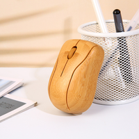 Mouse komputer nirkabel LOGO kustom ramah lingkungan, Mouse komputer nirkabel bambu hadiah promosi portabel 2.4Ghz