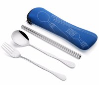 Ensemble de couverts portables de luxe en acier inoxydable 3 pièces, écologiques et réutilisables, sans BPA, idéal pour les mariages - Vente chaude