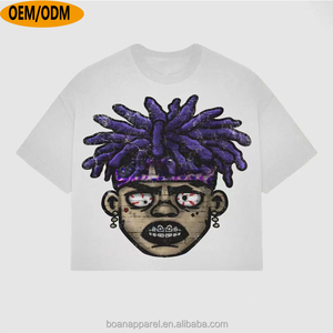 T-shirt personnalisé avec logo imprimé DTG, haute qualité, effet délavé rétro, 100% coton, coupe ample, style streetwear, surdimensionné, effet usé, coupe courte pour <span class=keywords><strong>homme</strong></span> - Product Image 1