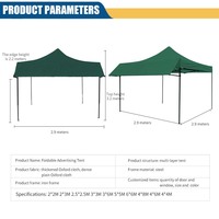 Carpa Gazebo Resistente de 3x3m, Personalizable para Publicidad Interior/Exterior, Plegable, de Tela de Poliéster Impermeable