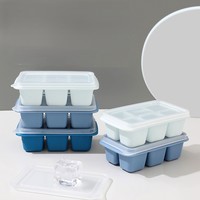 Moule à glaçons en silicone 6 compartiments, bac à glaçons pour congélation rapide maison, outil créatif de broyage de glaçons de grande taille avec couvercle