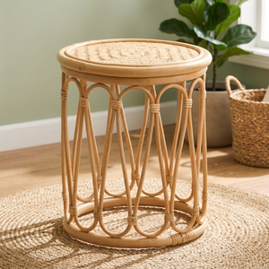 Tabouret moderne 100% bambou et rotin, imperméable, durable, écologique, garantie 2 ans, pour l'intérieur et l'extérieur, salons, hôtels, BS - Product Image 1