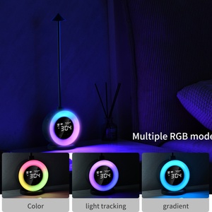 Réveil double alarme avec lumière de réveil, réglage des sons naturels, variateur tactile, veilleuse, lampe de table LED portable d'ambiance pour chevet - Product Image 5