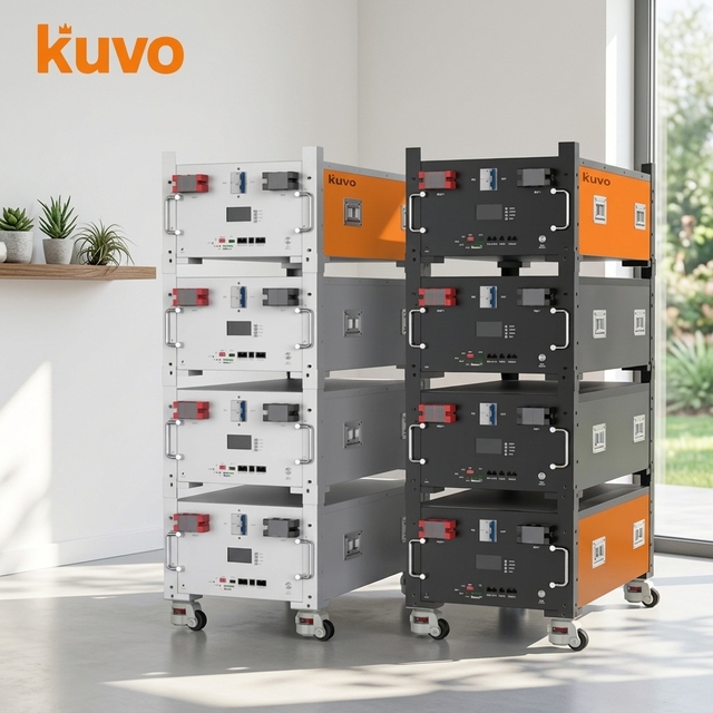KUVO High Quality Rack Mounted LiFePO4 Battery Solar Home Energy Storage 51.2V 100Ah Smart BMS System with CAN Communication