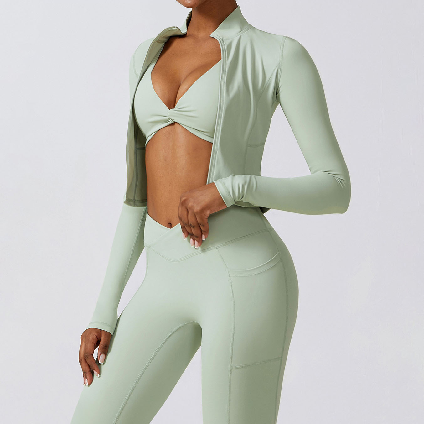 Sports Bra Gym Fitness 6Pcs Set Tummy Control V Waist Leggings Sets Women Wear Fashion Tight Fitness Gym Clothing Yoga Suit