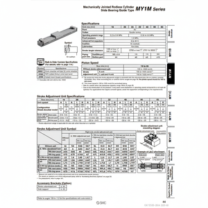 Cilindro sin vástago SMC Pneumatics, cilindros articulados mecánicamente, categoría de producto - Product Image 1