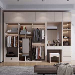 Solid Wood Custom Closet Planner Convertible Walk-In <b>Storage</b> Organization for Bedroom Furniture-Wardrobe <b>Mirror</b> Cloakroom - Product Image 1