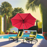 Parasol commercial moderne pliable grand format 9 pieds, octogonal, avec structure en aluminium et toile, pour table extérieure, marché, patio, parc
