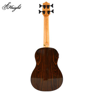 Ukulele U-Bass en acajou 30'' avec accordeurs noirs, Os de bœuf, 2 clous de queue dorés pour concerts de musique, Guitare U-Bass noire - Product Image 4