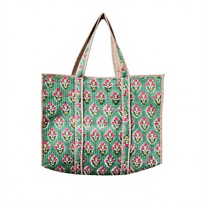 Bolsa de Mano de Algodón Ligera y Ecológica, Hecha a Mano con Estampado Indio, de Color Sólido, para Compras, para Mujer, Primavera, Todas las Temporadas - Product Image 1