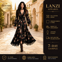 Robe longue sur mesure à col en V et taille haute, imprimé roses, pour invitées de mariage, fêtes, usage quotidien, vacances, automne, hiver, tenue décontractée