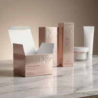 Boîte d'emballage cosmétique pliable en papier, personnalisée, avec étiquette privée, finition brillante métallisée de luxe, pour pot de crème en verre, soins de la peau
