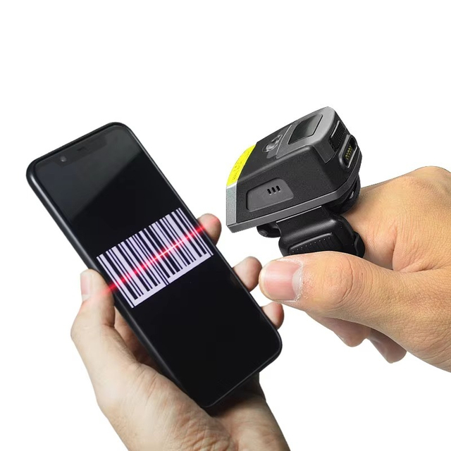 Industry Wearable Finger Barcode Laser Scanner Blue Tooth 2D Ring Scanner for Warehouse Shipping