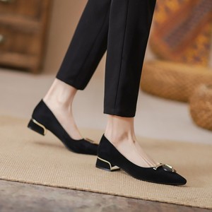 Scarpe con <span class=keywords><strong>Tacco</strong></span> a Punta e Quadrato in Metallo, in Morbida Pelle Scamosciata, <span class=keywords><strong>Tacco</strong></span> <span class=keywords><strong>Basso</strong></span> per Donne, per Ufficio, Casual e Occasioni di Lavoro - Product Image 2