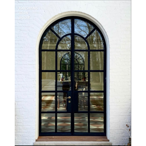 חדש חדש פלדה מחושל דלת פלדה מול נוף מלא כפול נוף מלא זכוכית מתכת כניסה דלתות כניסה לשער החיצוני הבית - Product Image 2