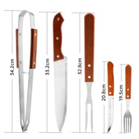Ensemble d'outils de barbecue en acier inoxydable 16 pièces avec manche en bois, kit d'ustensiles de camping pour barbecue avec planche à découper en acacia et sac de transport