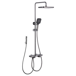 Complete <b>Shower</b> Set Top Spray Pressurized Exposed Single Handle Dual Control Water Plating Rectangle Bathroom Set - Product Image 2