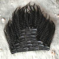 Extensions de Cheveux Humains Afro Crépus Kinky Bouclés 4A 4B 4C, Clips Bruts Indiens Non Traités