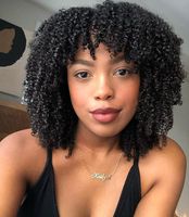 Perruque Lace Front Afro pour Cheveux Brésiliens Bouclés, Vierge, Entièrement Faite à la Machine, Sans Colle, avec Frange, Installation Facile pour Usage Quotidien et Rendez-vous Décontractés