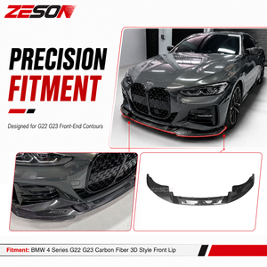 Divisor Delantero de Fibra de Carbono Real ZESON, Estilo 3D, 3 Piezas, para <span class=keywords><strong>BMW</strong></span> Serie 4 G22 G23 M440i 430i Coupé <span class=keywords><strong>2021</strong></span>+ - Product Image 5
